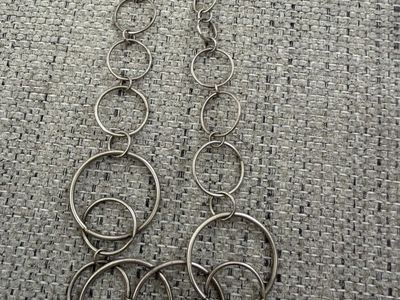 925 Sterling Silver Interlocking Circles Chain Necklace 17” 35 Grams
