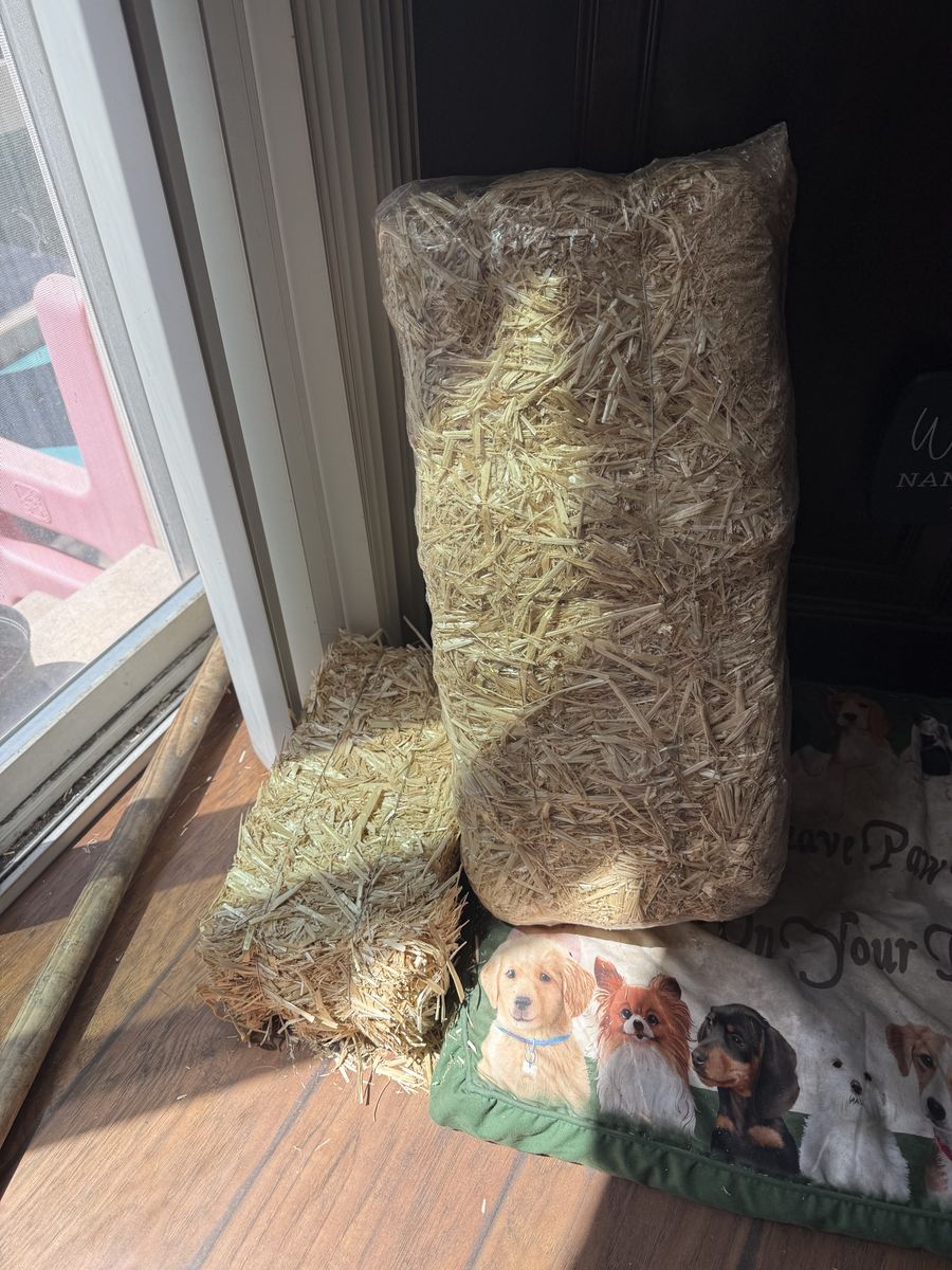 2 decorative hay bales