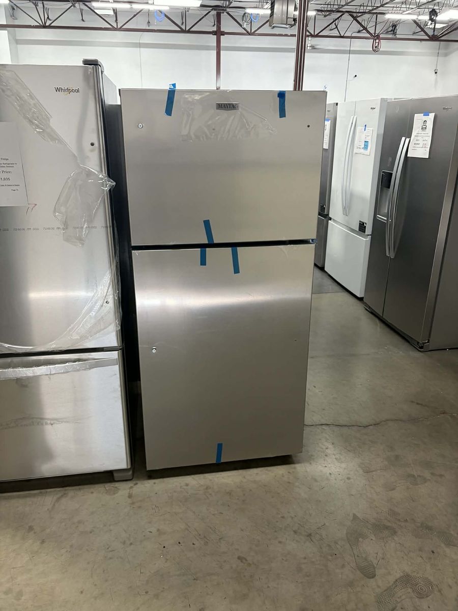 NEW MAYTAG 30 INCH 19 C FT STAINLESS TOP FREEZER FRIDGE