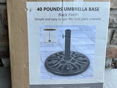40lb Black Finish Concrete Patio Umbrella Base Stand for 9ft Umbrellas - Durable & Easy Assembly