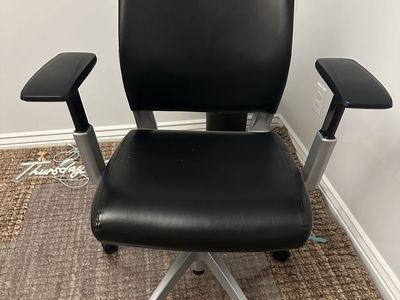 Black Executive Office Chair with Adjustable Arms & Rolling Base