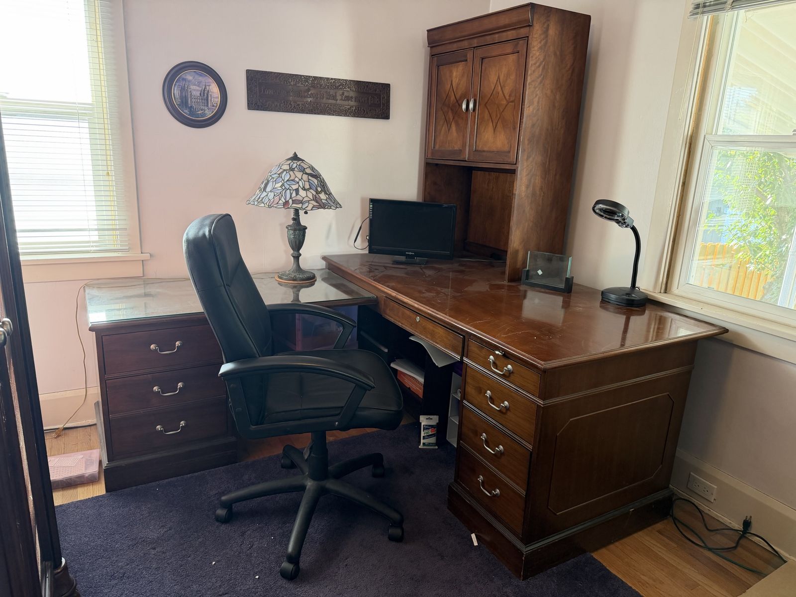 Solid wood L shaped desk