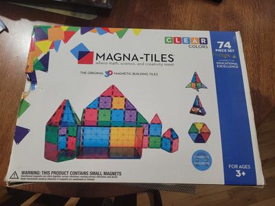 Magna-Tiles Clear Colors 74-Piece 3D Magnetic Building Tiles Set - Educational Toy Age 3+