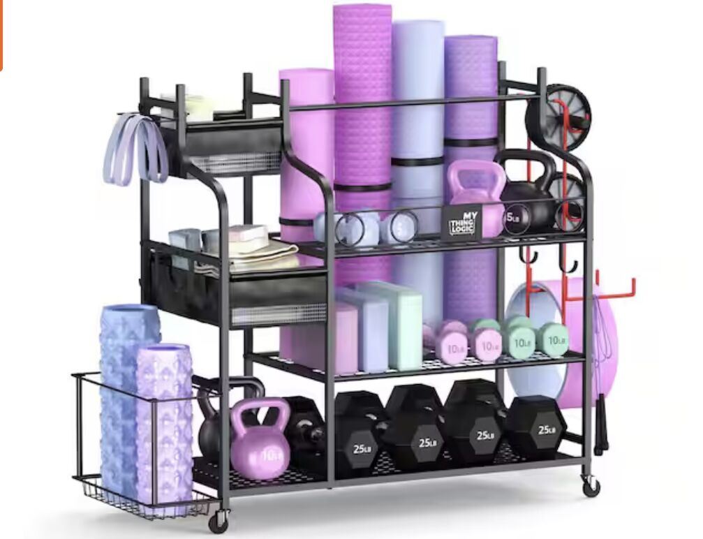 LTMATE 220 lbs. Yoga Mat Storage Racks Gym Sports Equipment Storage organizer With Black Finish