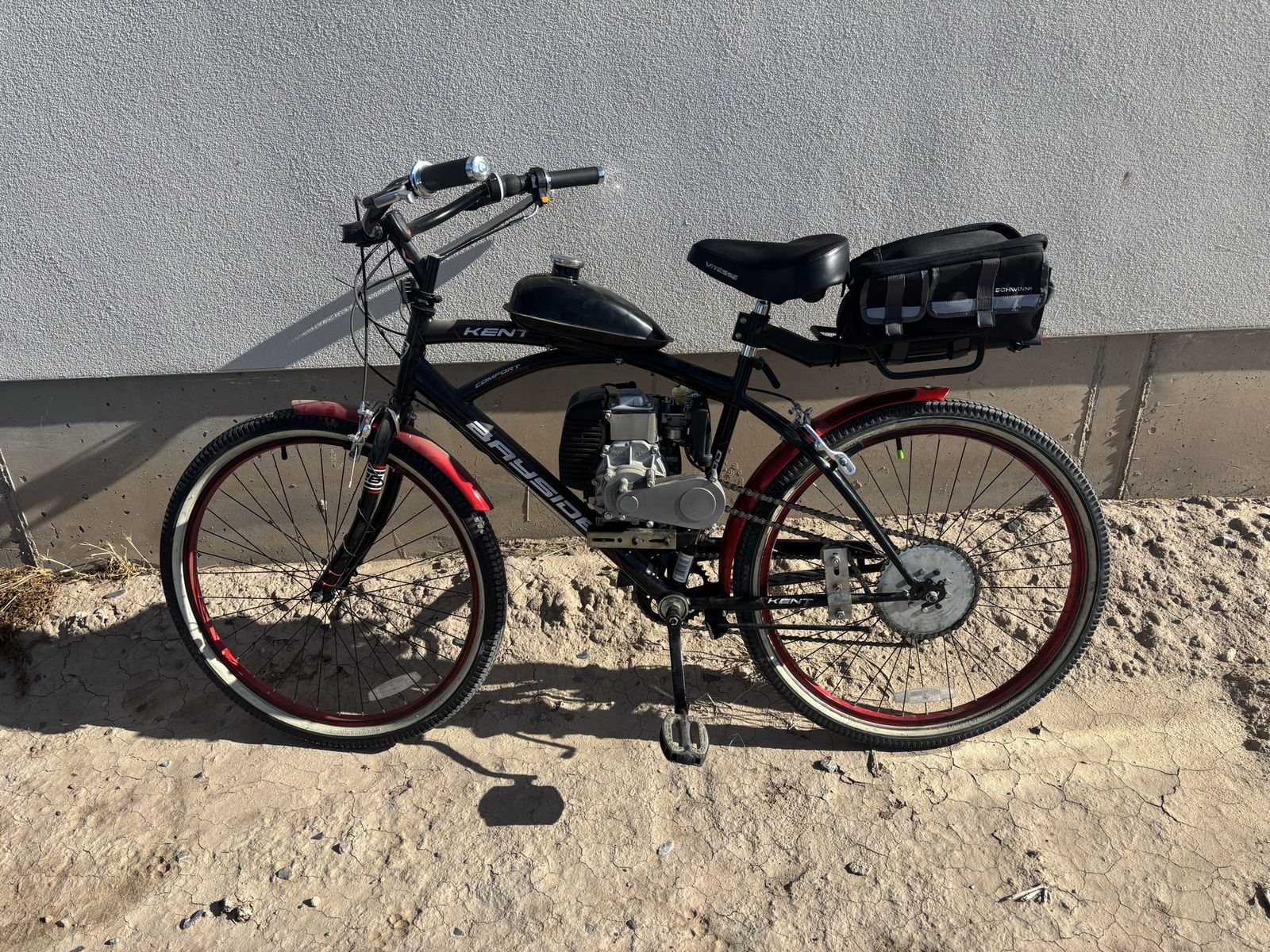 Kent Bayside 26" Men's Cruiser Bicycle with 80cc 2-Stroke Motor Kit & Rear Rack Bag