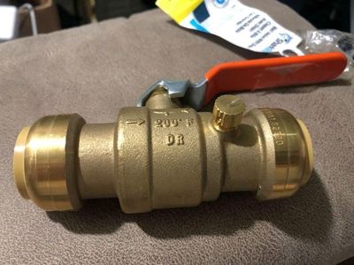 @ SHARKBITE 1-inch Ball Valve with Drain, Brass