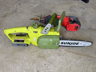 Sun Joe ION 20V Cordless Chain Saw 10-inch Bar with 2.0Ah ECOSHARP Battery