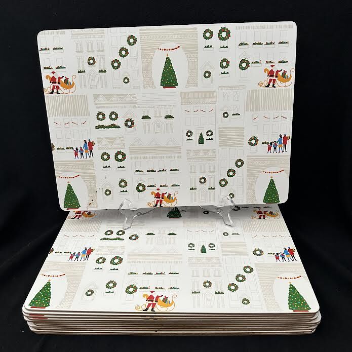 Martha Stewart Set of 12 Holiday in the City Cork Back Placemats