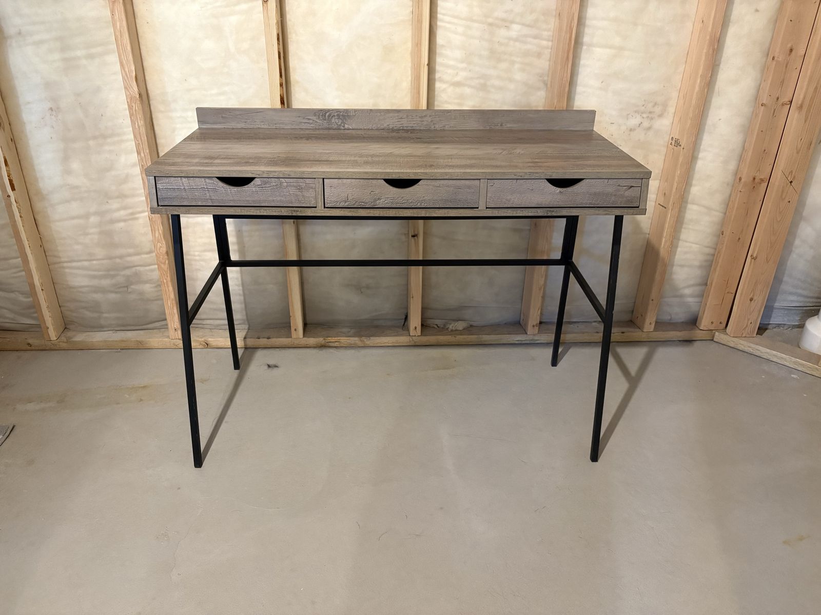 Walker Edison 42 in. Grey Wash Rectangular 3 -Drawer Writing Desk