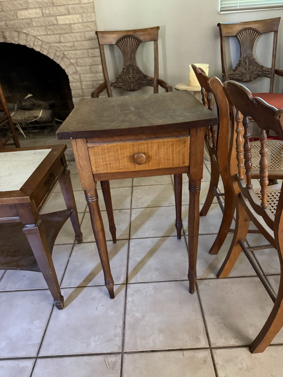 Vintage Wooden Side Table with Single Drawer