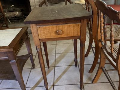 Vintage Wooden Side Table with Single Drawer