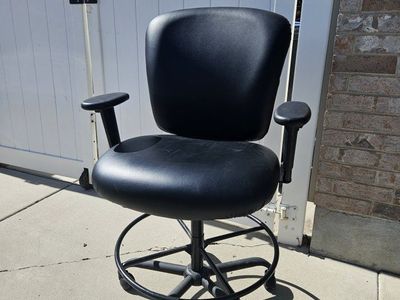 Black Adjustable Rolling Tall Office Chair with Footrest and Armrests