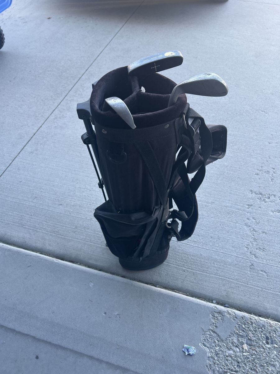 Used Golf Clubs with Black Carry Bag - Mixed Set.  Kids size