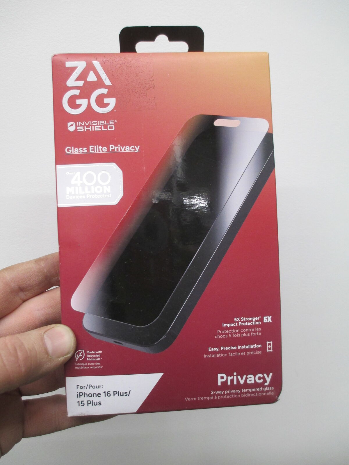 ZAGG Glass Elite Privacy Screen Protector for iPhone 16 Plus / 15 Plus
