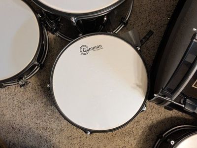 Gammon Percussion 5-Piece Full-Size Adult Drum Set with Cymbals, Stands, & Throne - Black