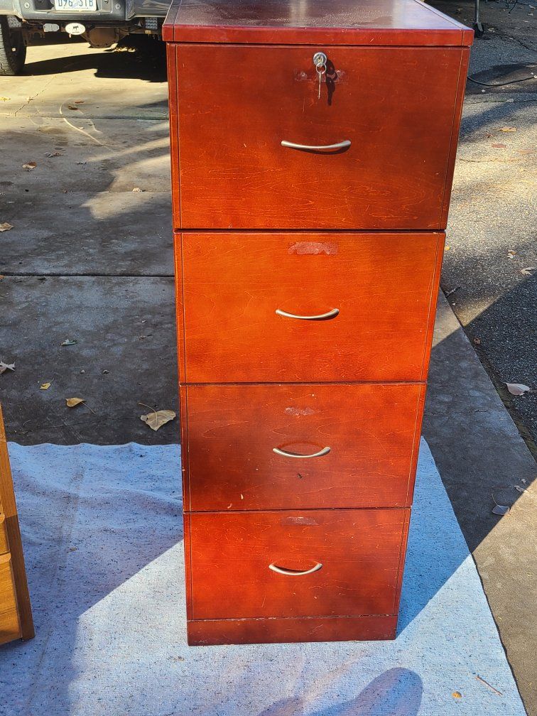 Vertical 4-Drawer Wood Filing Cabinet & Metal Mail Organizer Set