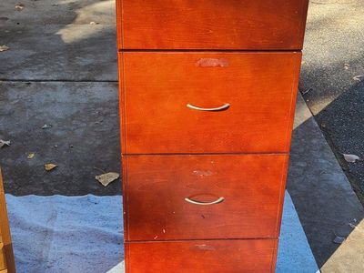 Vertical 4-Drawer Wood Filing Cabinet & Metal Mail Organizer Set