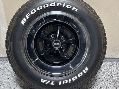 BFGoodrich Radial T/A P225/70R15 Tire with Black SS Wheel Rim 1970 Chevelle ss rims and tires