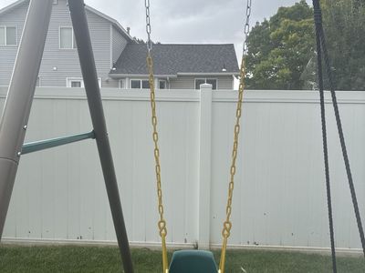 Heavy-Duty Full Bucket Swing Seat with Coated Chains - Green & Yellow for Toddlers/Kids