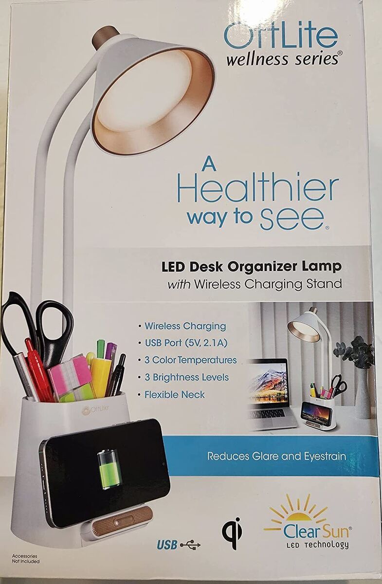 OttlLite W22FS Wellness Series LED Desk Organizer Lamp with Wireless Charging Stand 1653261 #88853