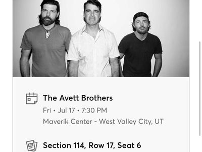 The Avett Brothers Concert Tickets - Maverik Center, July 17th, Section 114, Row 17 (2 Tickets)