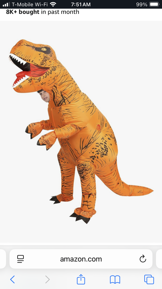 Inflatable T Rex costume for kids