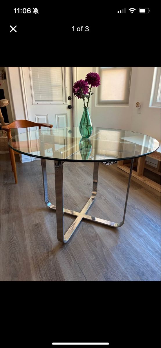 Vintage Glass Top Dining Table