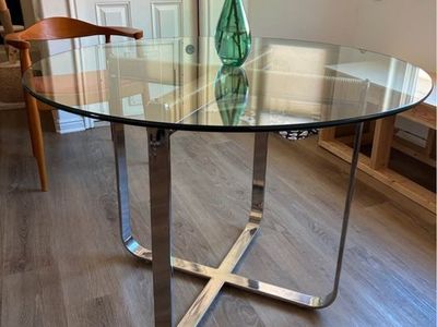 Vintage Glass Top Dining Table