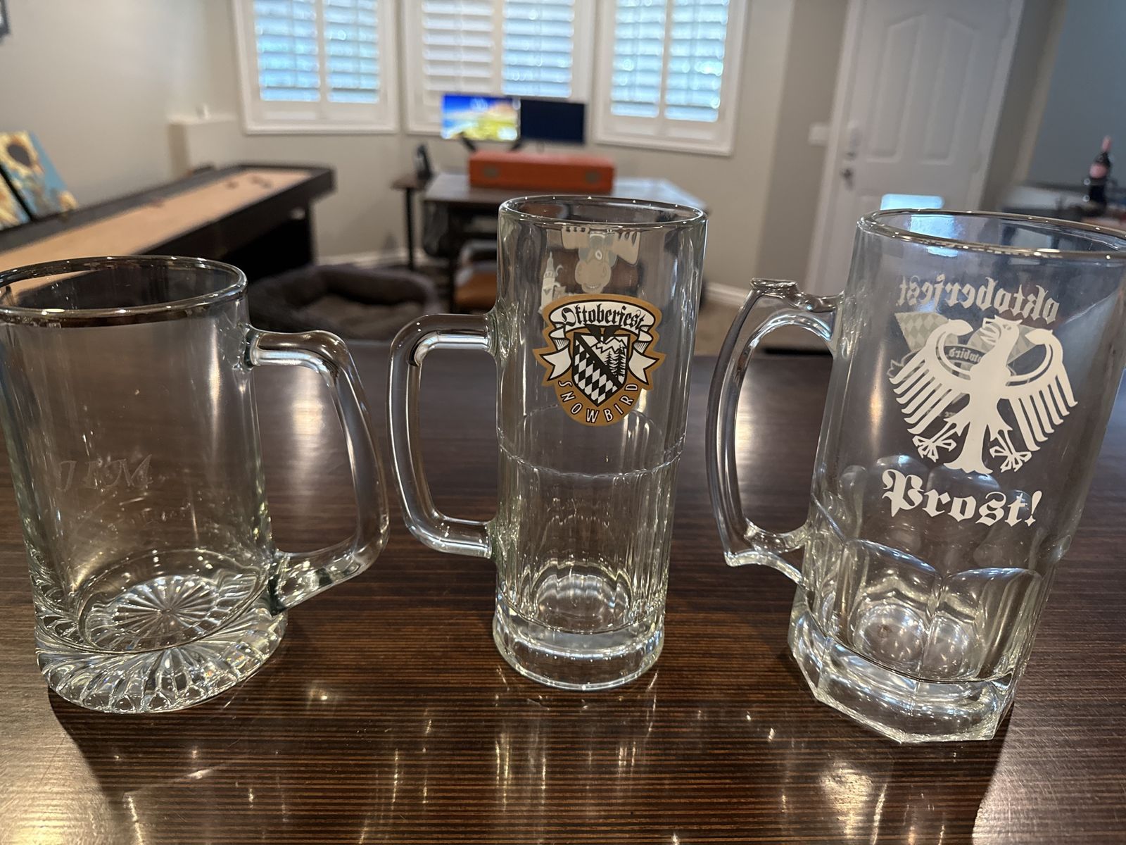 Set of 3 Glass Beer Steins