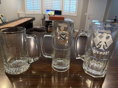 Set of 3 Glass Beer Steins