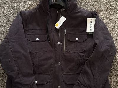 New Berne Apparel Women's Washed Duck Hooded Work Jacket - Black, Size XL, New with Tags