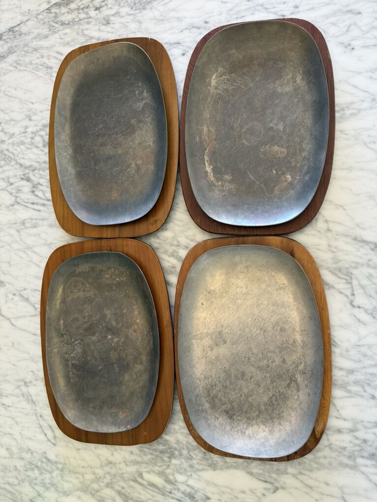 Vintage aluminum sizzler platters