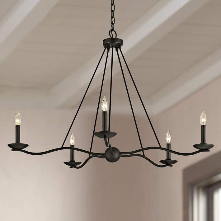 40 Wide Forged Iron 5 Light Chandelier