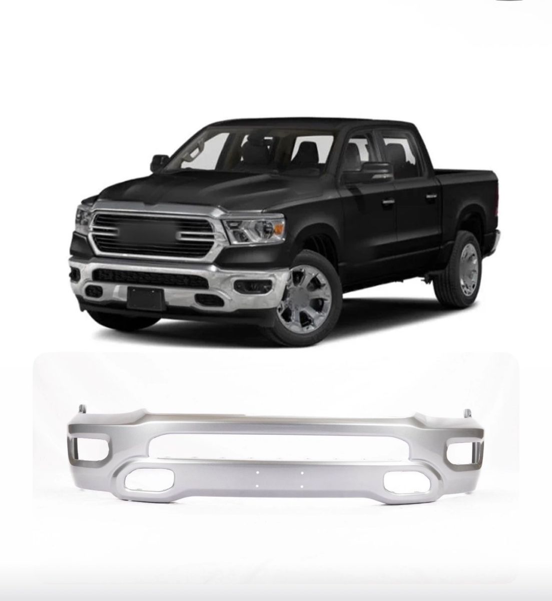 Dodge Ram 1500 Front Bumper (2019-2024)- Replacement, Silver