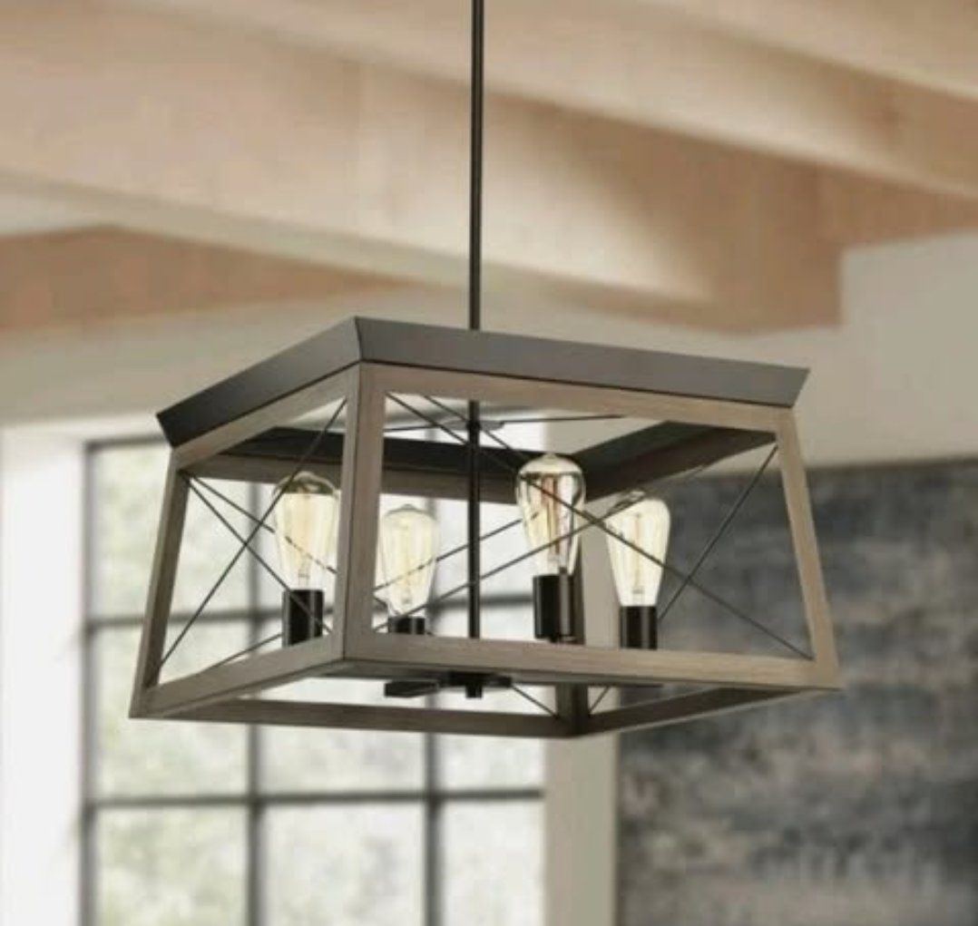 Progress Lighting Briarwood 4-Light Antique Bronze Farmhouse Square Chandelier *New in Box*
