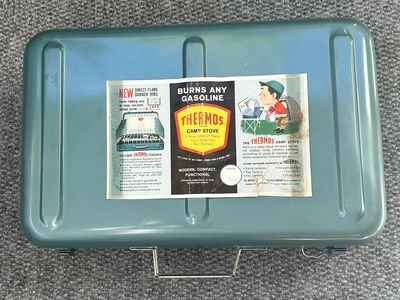 Vintage Thermos Holiday Camp Stove - Burns Any Gasoline, 2-Burner Portable with Original Box