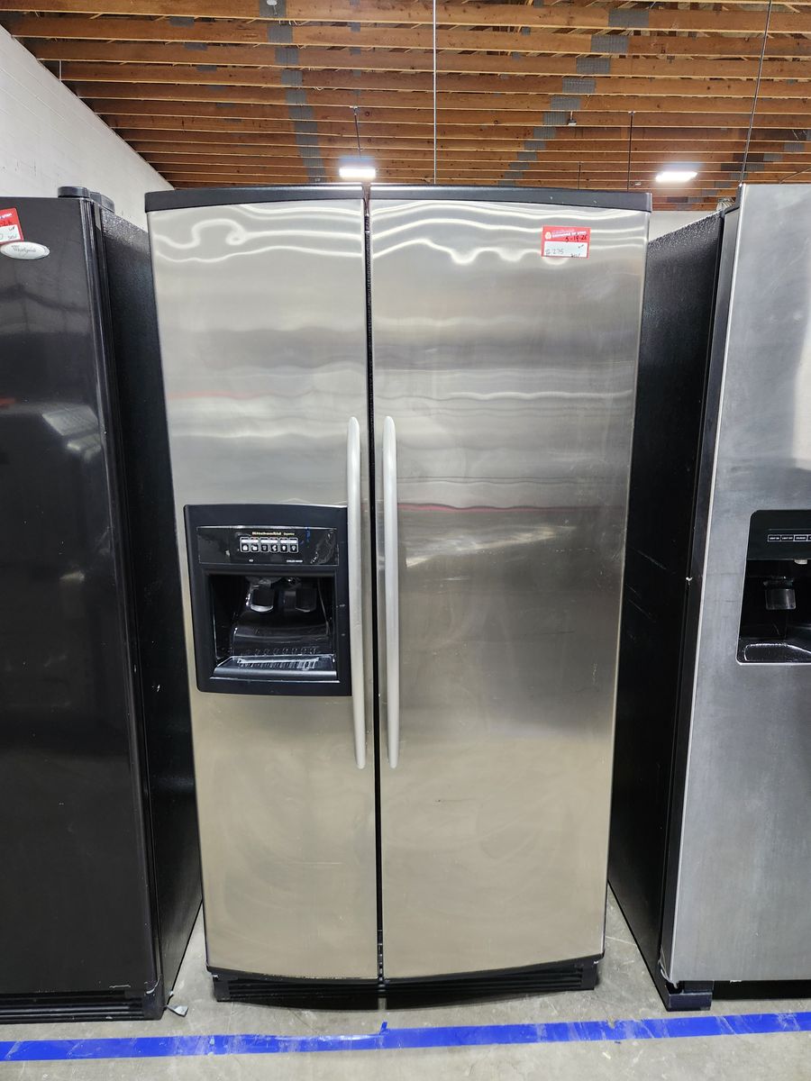 KITCHENAID STAINLESS STEEL SIDE BY SIDE FRIDGE! W-WARRANTY