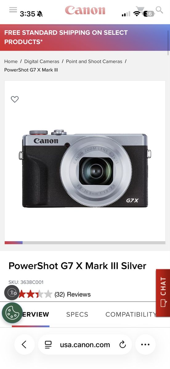 Canon PowerShot G7 X Mark III Digital Camera - Silver