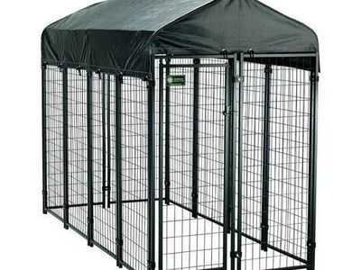Welded wire Dog Run/Kennel with Waterproof Cover, 8'L x 4'W x 6'H
