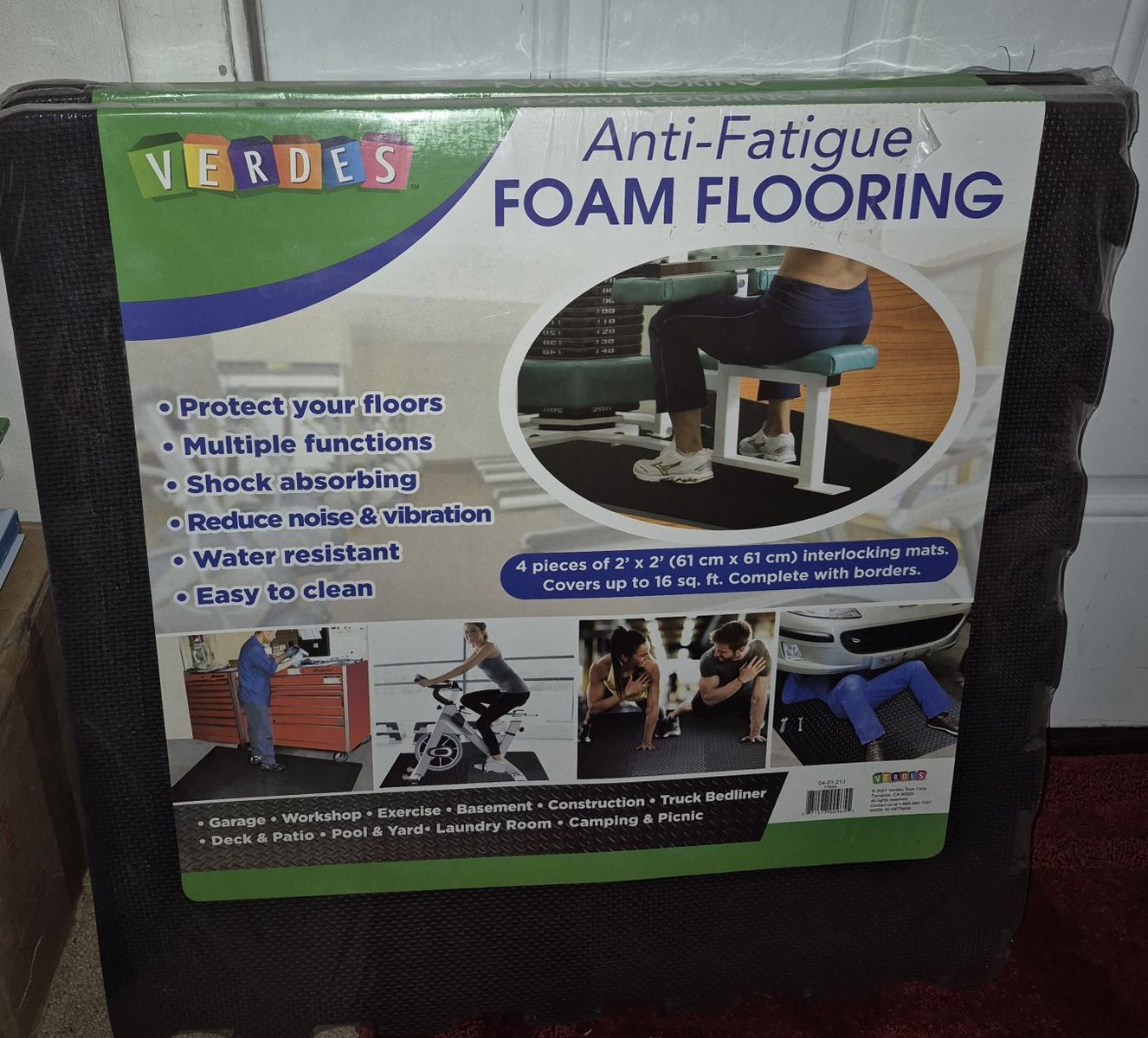 New! 8 large pieces Anti-Fatigue FOAM FLOORING 2' x 2' interlocking mats up to 16 sq.ft.