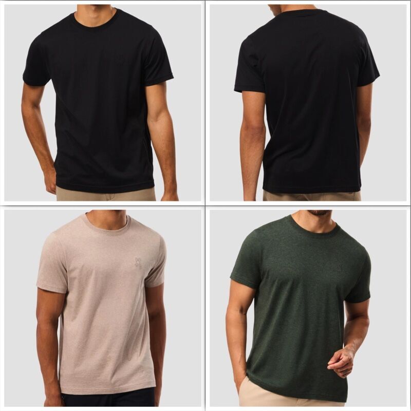 3 Psycho Bunny James Premium Heather Tan Crew Neck Tees - Size Large (6)