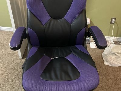 Purple & Black Gaming Chair - Ergonomic Office Swivel Chair with Armrests