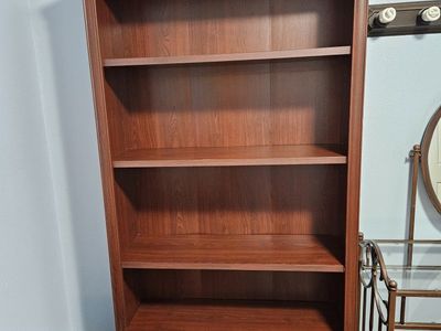 Tall Cherry Wood Grain 5-Shelf Bookcase