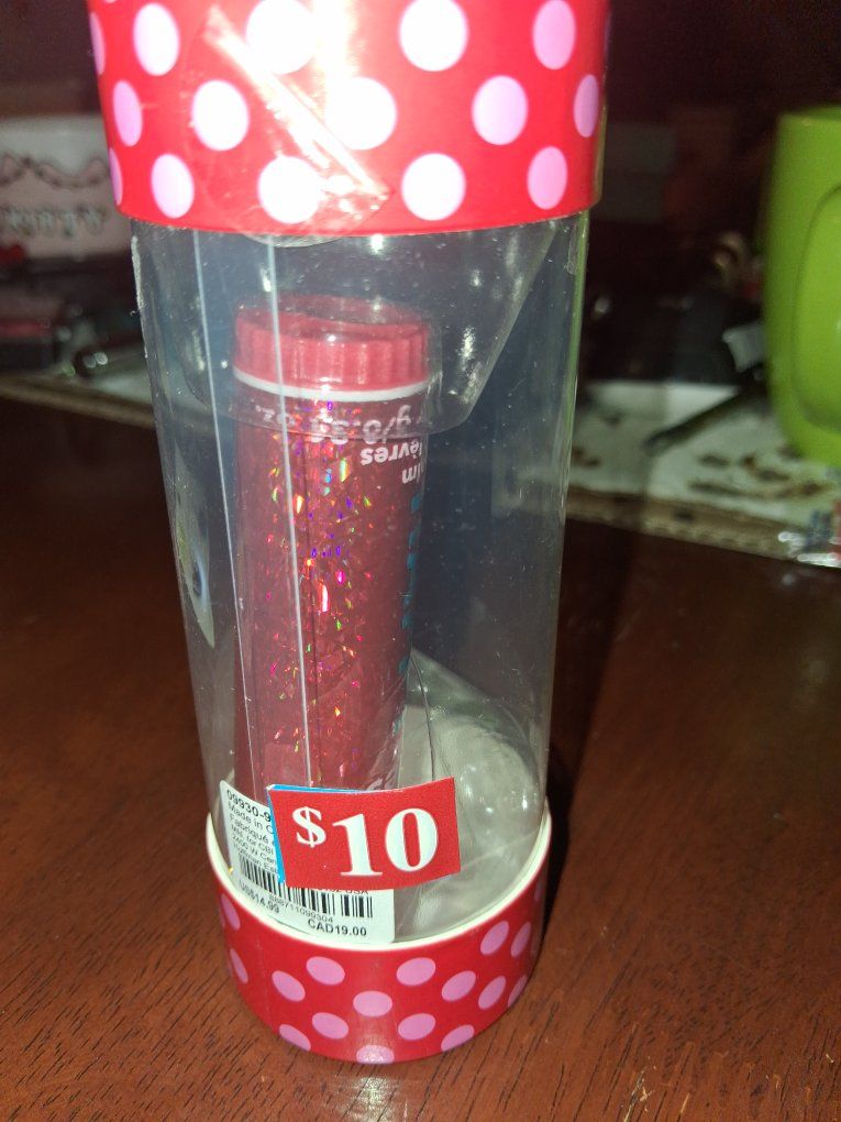 New Pink Glitter Lip Gloss in Polka Dot Packaging - Fun & Sparkly Lip Shine