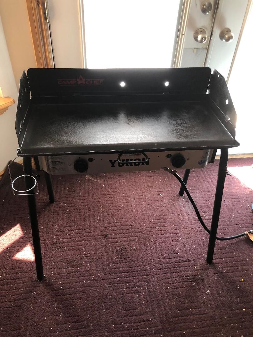 Camp Chef Yukon 2-Burner Camping Stove with Griddle and Carry Bags
