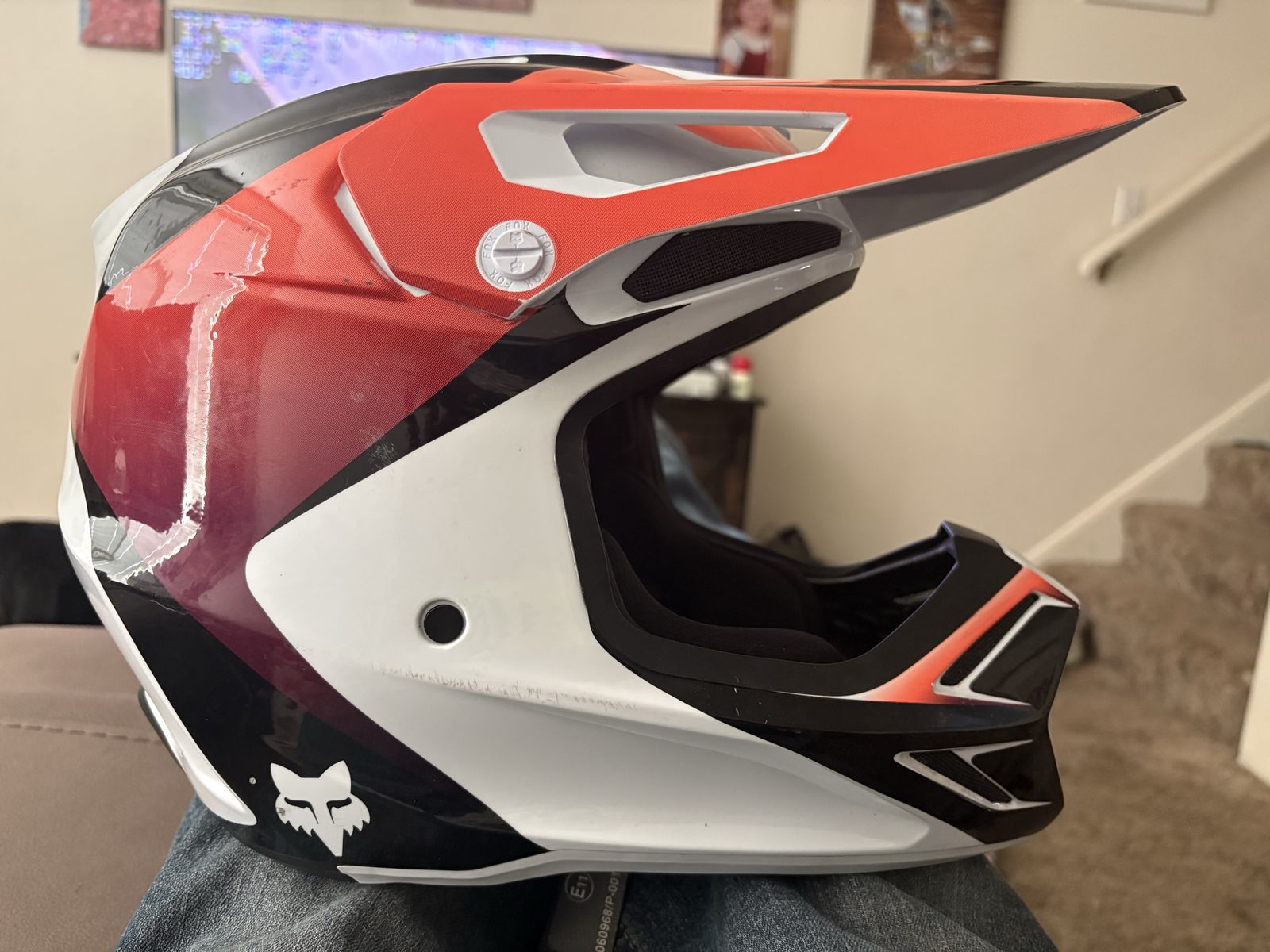 Fox Racing Motocross Helmet Youth Red White Black Off-Road Dirt Bike helmet 