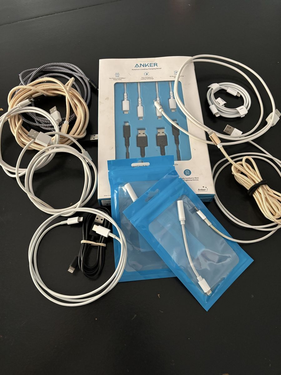Anker and Apple Lightning Cables & Adapters - Lot of USB to Lightning and Headphone Adapters