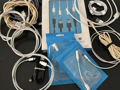 Anker and Apple Lightning Cables & Adapters - Lot of USB to Lightning and Headphone Adapters