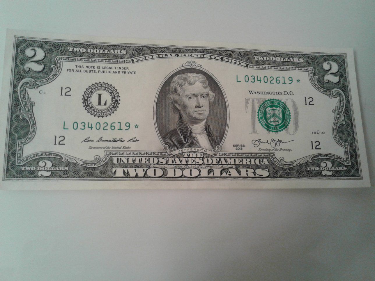 2013 $2 Star Note