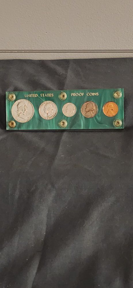 1957 US Coins Proof Set Half Dollar, Quarter Dollar, Dime, Nickel, Cent